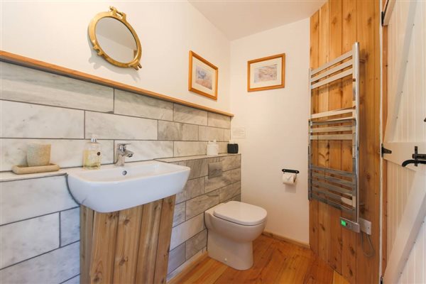 sink, toilet and heated towel rail